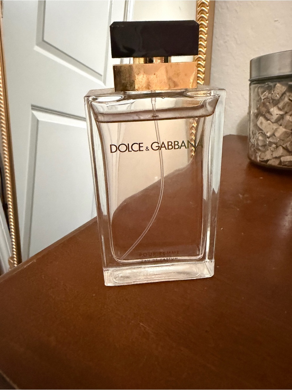 Dolce & Gabbana Clear Glass Bottle with Black and Gold Top